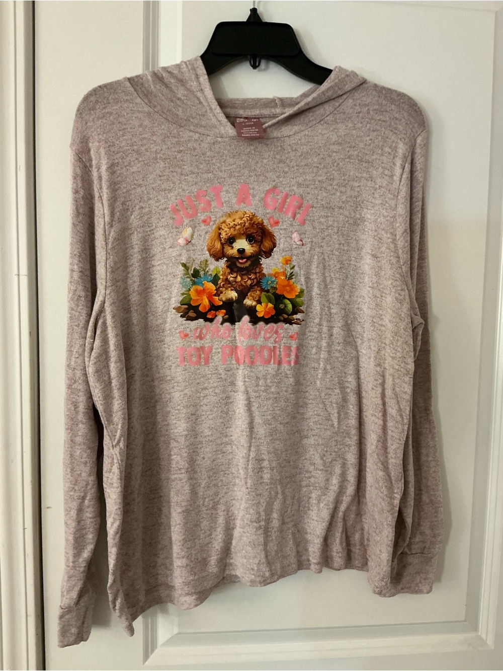 Crivit Womens Poodle Hoodie Sweatshirt Pink Just A Girl Who Loves Toy Poodles L